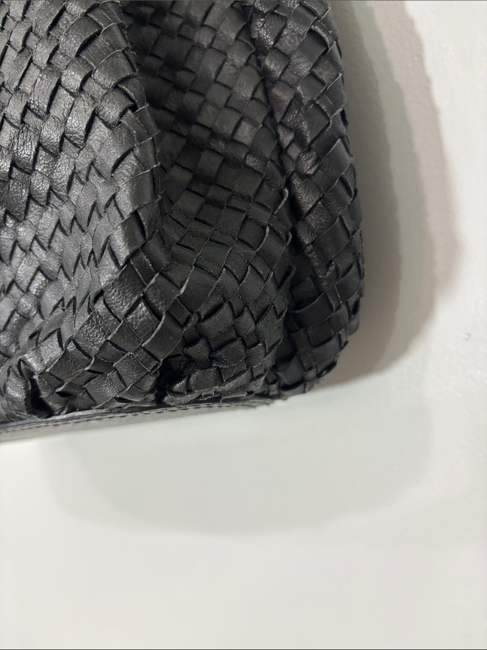 Elliott Lucca Black Woven Leather Tote Bag with Brass Accent - Picture 5 of 10